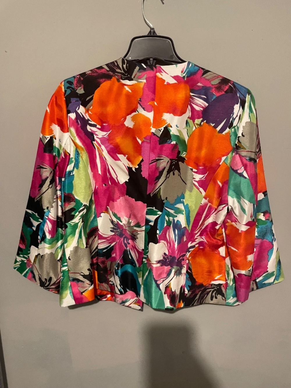 Kasper women’s 12 P red multicolor floral open front jacket - Picture 2 of 3